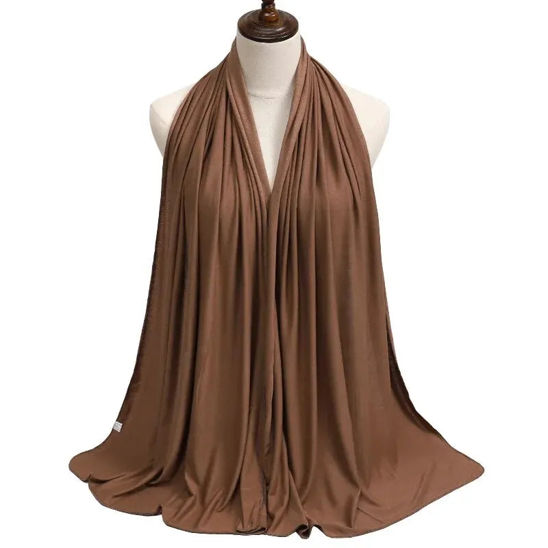 Écharpe Hijab en Jersey de coton Modal, châle musulman Long, Turban doux uni, bandeau pour femmes, bandeau africain 170x60cm