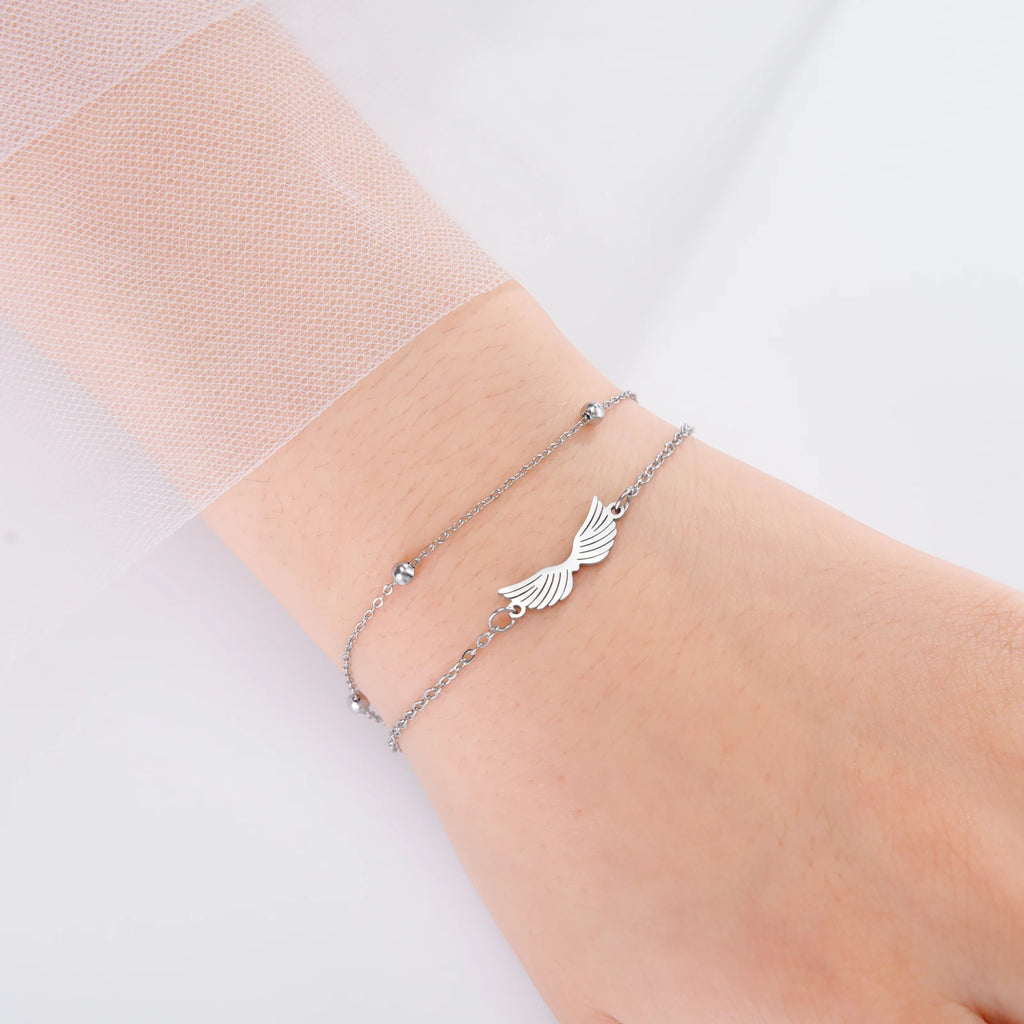 Bracelet pendentif aile d'ange Lucktune pour femme, bracelet à chaîne en acier inoxydable et perles, style Kpop tendance 2025, nouveauté bijou, cadeau de mariage