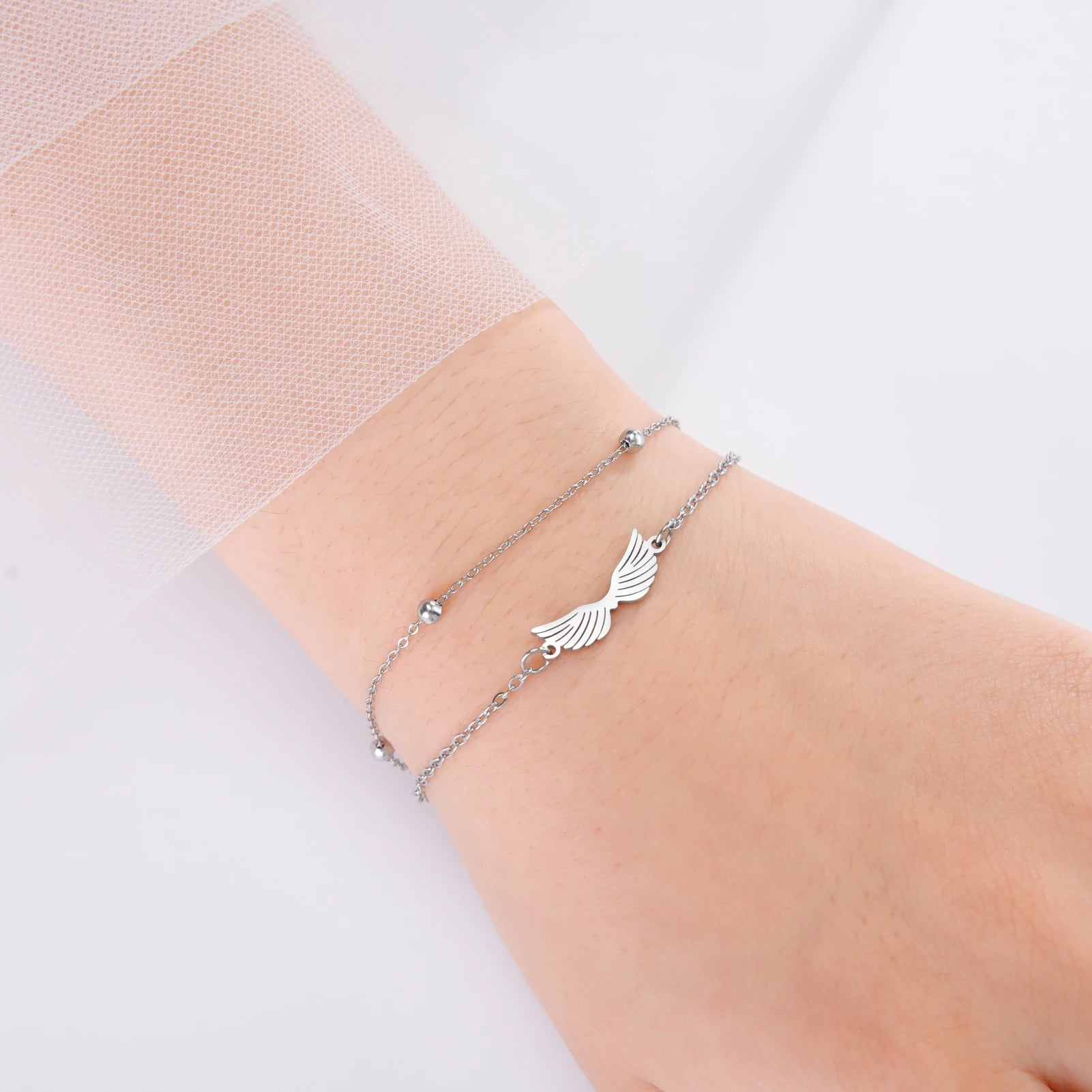 Bracelet pendentif aile d'ange Lucktune pour femme, bracelet à chaîne en acier inoxydable et perles, style Kpop tendance 2025, nouveauté bijou, cadeau de mariage