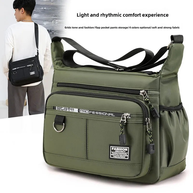 Sac à bandoulière Design Oxford pour hommes, grande capacité, décontracté, multicouche, poche, mode, épaule unique, sacoche de luxe