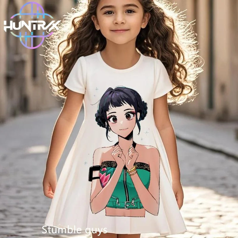 Robe d'été pour filles Kpop Demon Hunters, robe de plage à manches courtes, pyjama décontracté, motif dessin animé anime