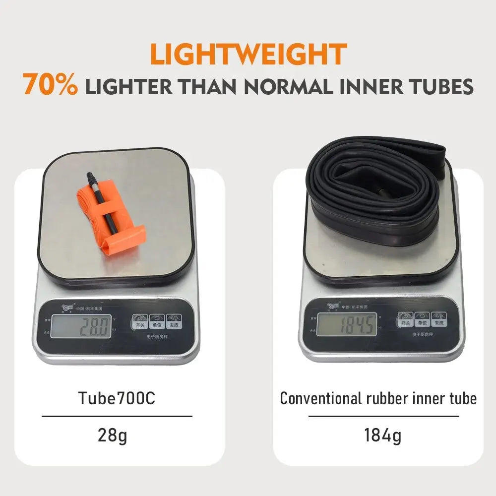 ThinkRider Lot de 2 chambres à air ultralégères 28 g pour vélo de route, 700 x 18, 25/28 pouces, en TPU, longueur 65 mm, valve française