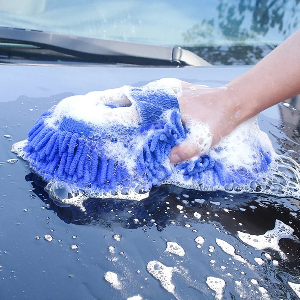 Éponge de lavage de voiture en microfibre Chenille bleue, 1 pièce, brosse de lavage, tampon, outil de nettoyage, serviette de lavage automobile, gants, accessoires de style