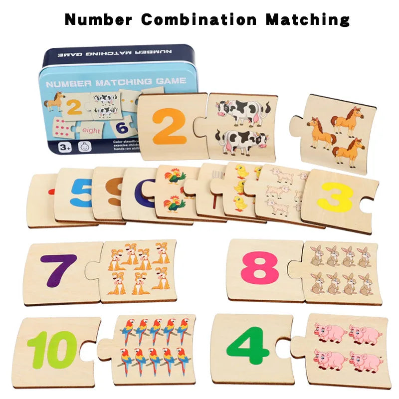 Boîte à fer à repasser pour enfants - Jeu de puzzle en bois avec animaux et nourriture - Jeu d'éveil à la logique et jouets éducatifs