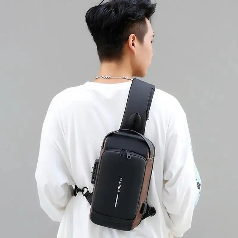 Nouveau Sac de poitrine antivol pour hommes USB charge bandoulière école courte distance sac d'exercice