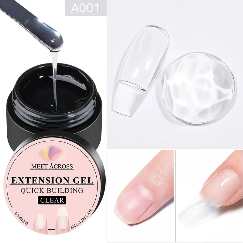 MEET ACROSS 8ML Gel Ongles Extension Rapide Vernis Nude Blanc Lait Vernis Gel UV Semi-Permanent pour Manucure et Outils