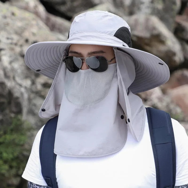 Chapeau avec protection du cou détachable multi-usages Chapeau de soleil d'été Protection solaire Respirant Séchage rapide Protection UV