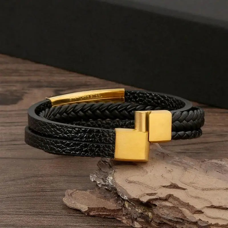 Bracelet en cuir classique pour hommes, nouveau Style, tissé à la main, multicouche, accessoire combiné, mode homme, bijoux, vente en gros, livraison directe