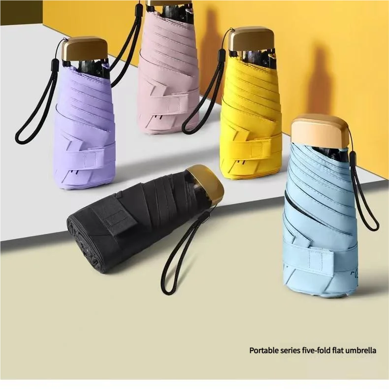 55% de réduction Mini parasol petite poche pluie parapluie vinyle pliant UV Protection ultraviolette pare-soleil poche Parasol Capsule