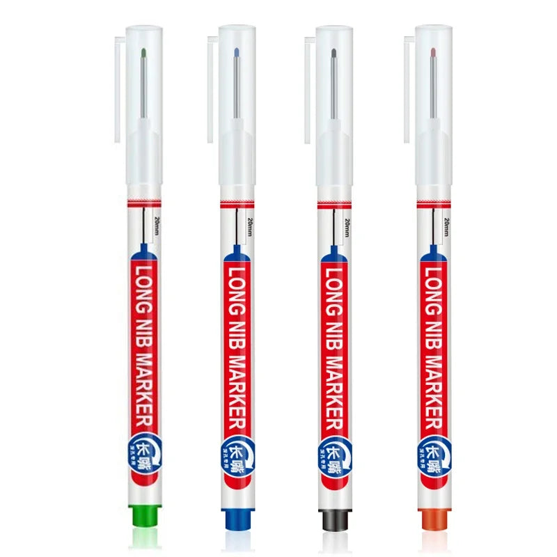 Marqueurs à tête de pointe longue pour stylo perforateur en métal, étanche, salle de bains, décoration du bois, multi-usages, 4 pièces/ensemble 20mm