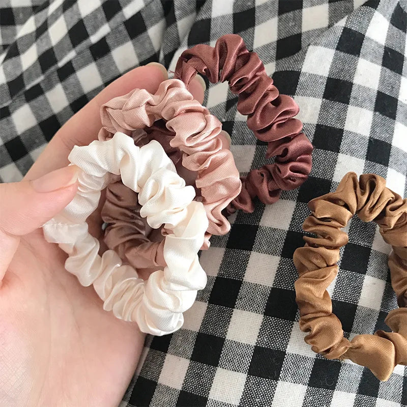 Chouchous élégants pour femmes, 6/18 pièces, Simulation minimaliste, attaches en soie, couleur unie, boucle élastique, queue de cheval, accessoires pour cheveux