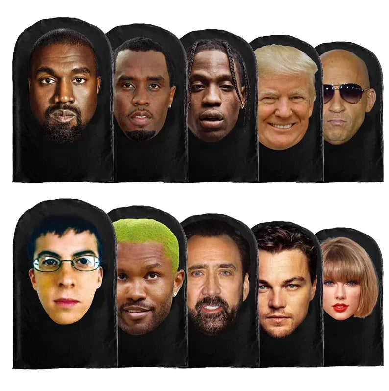Masque Kanye imprimé en 3D pour cosplay, masque intégral en maille extensible pour hommes et femmes, déguisement de rôle, cagoule tendance pour Halloween