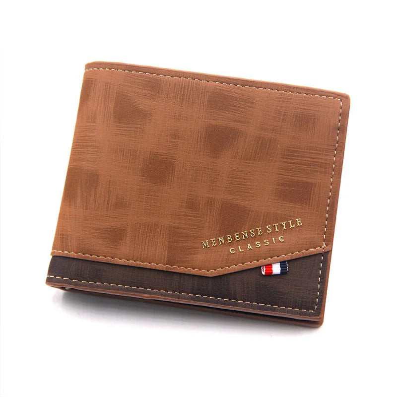 Portefeuille court pour homme, fin et classique, avec porte-monnaie et porte-photo, petit portefeuille masculin, porte-cartes de qualité, portefeuille en cuir givré pour homme