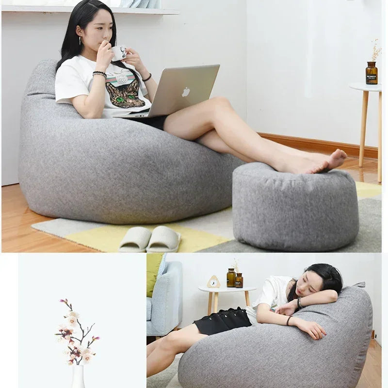 OTAUTAU rempli 70 cm pouf canapé avec remplissage grand coton lin paresseux pouf chambre chaise bouffée Relax salon canapé DD002