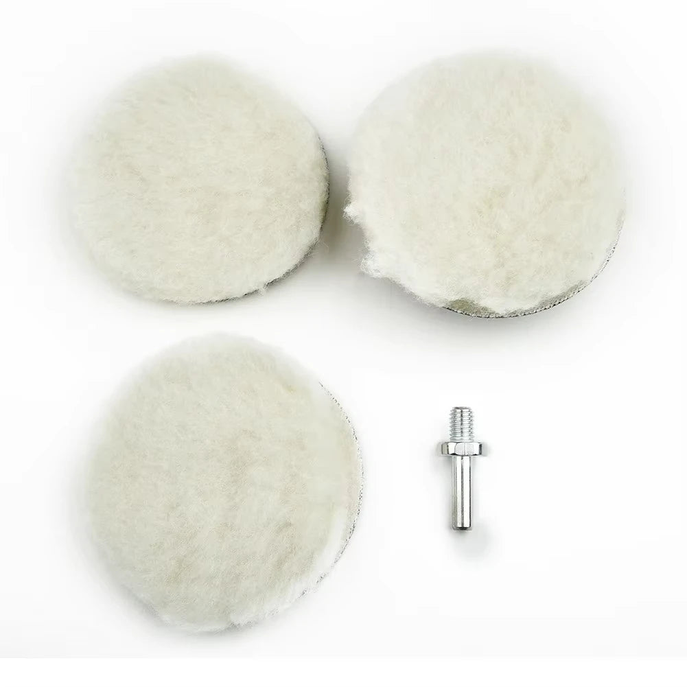 Lot de 5 disques de ponçage floqués de 10 cm (4 pouces) avec support auto-agrippant, en laine, pour polisseuse électrique.