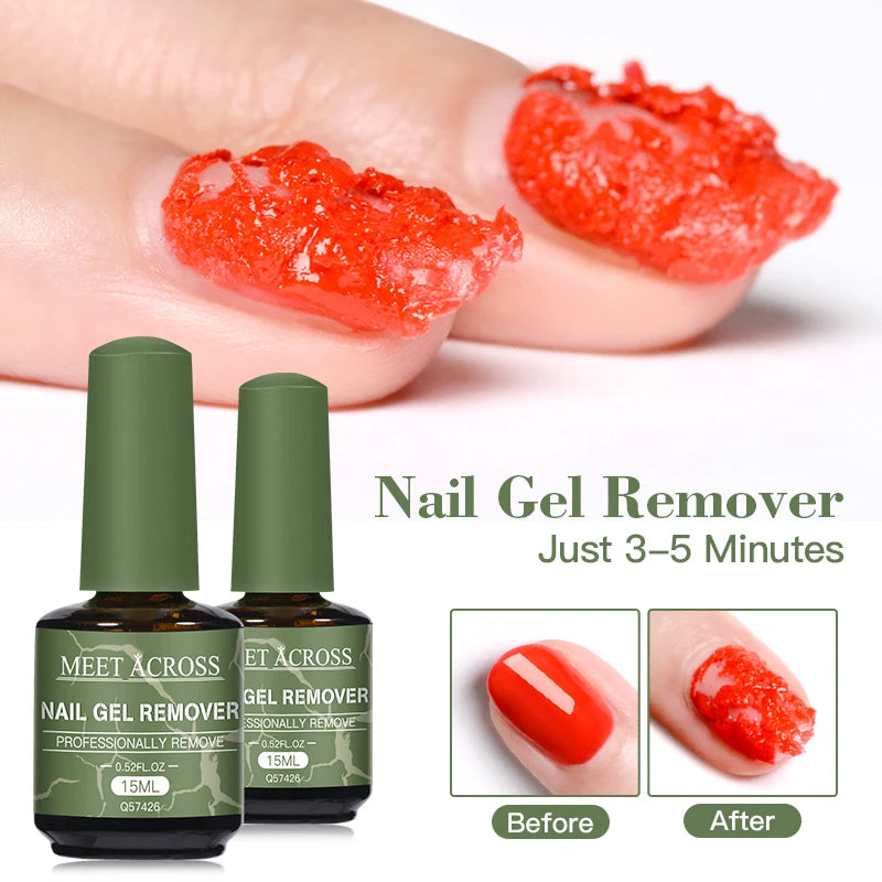 MEET ACROSS Dissolvant rapide et magique pour vernis à ongles semi-permanent UV, 15 ml, outils de manucure