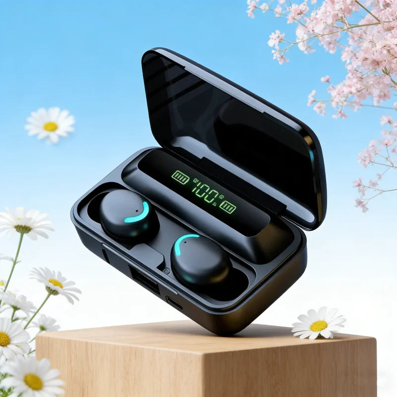 New Bluetooth Headphones 9D Stereo High Bass Sport Earphones Handfree Touch Control Tws Wireless Earbuds Waterproof Headset