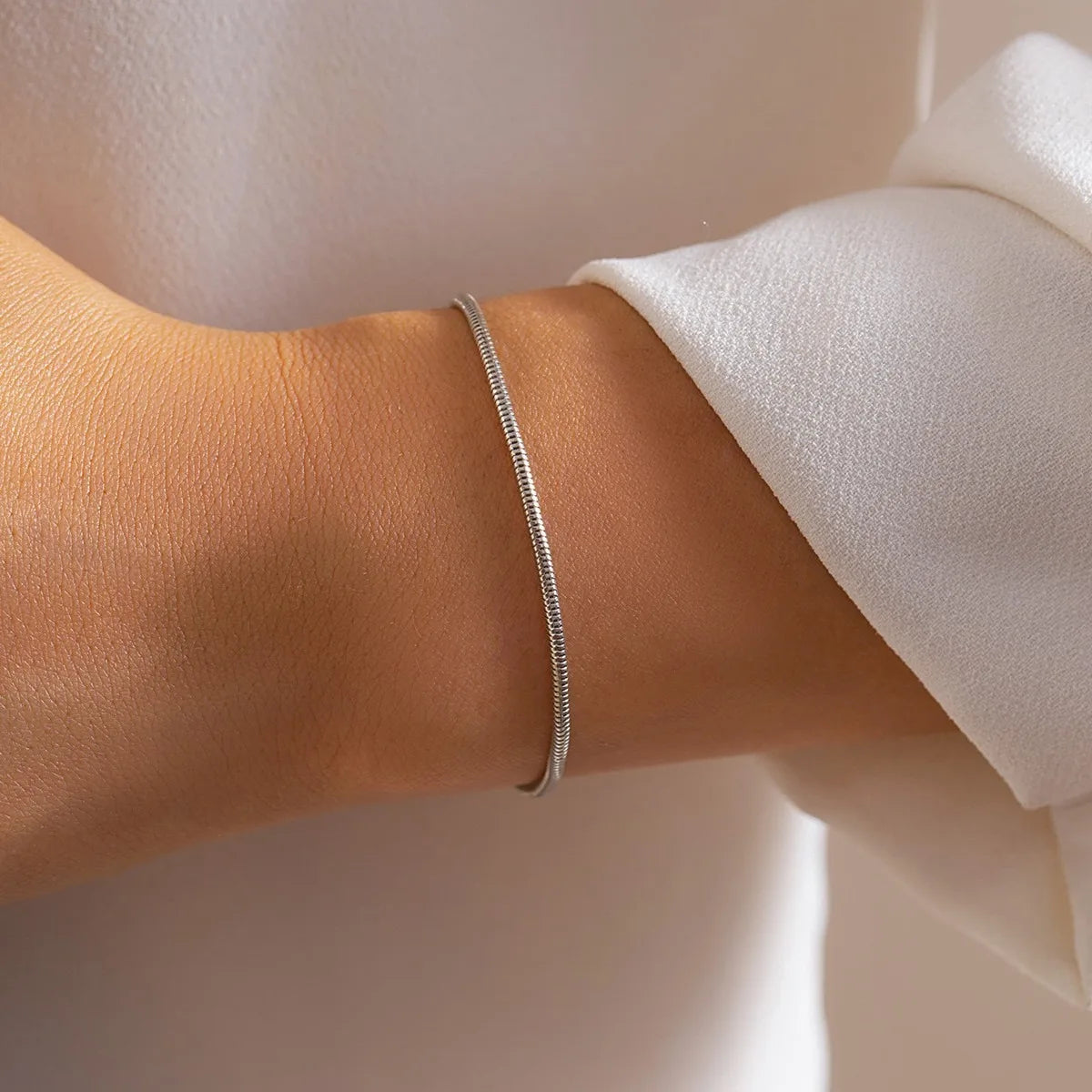 CNCZ – Bracelet en chaîne en os rond de Style Simple, en acier inoxydable, chaîne en os de serpent doré et argenté, cadeau à la mode Y2k, bijoux pour femmes