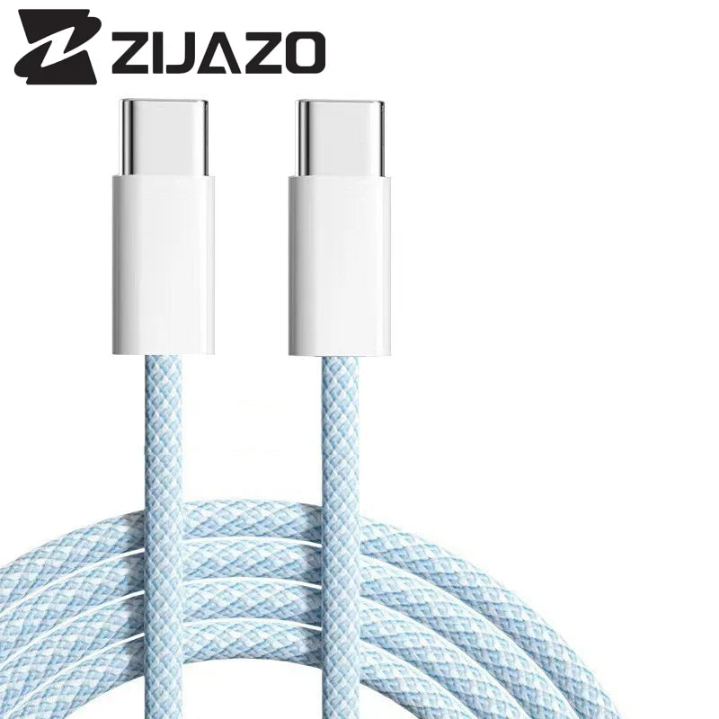 Câble couleur ZIJAZO USB-C à Type C pour Apple iPhone 15 PD 60W charge rapide pour Huawei Xiaomi Samsung câble de tissage de Type C