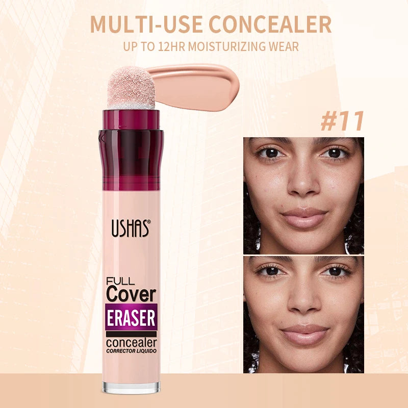 New Sponge Head Concealer for Dark Circles Freckles Acne Pigmentation and Blemishes Long Lasting Moisturizing Liquid Foundation