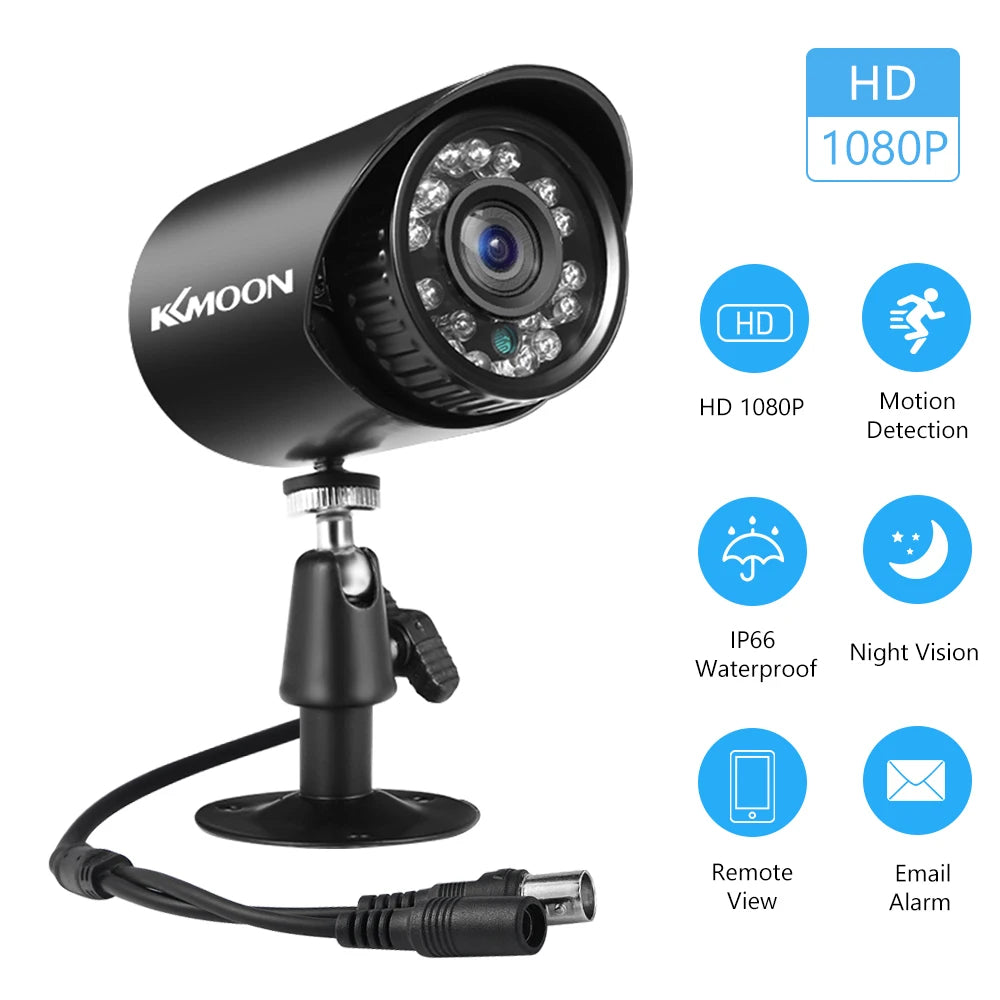 Caméra de sécurité analogique 2 MP Full HD 1080p 4-en-1 (TVI/AHD/CVI/CVBS) pour surveillance extérieure résistante aux intempéries avec vision nocturne infrarouge