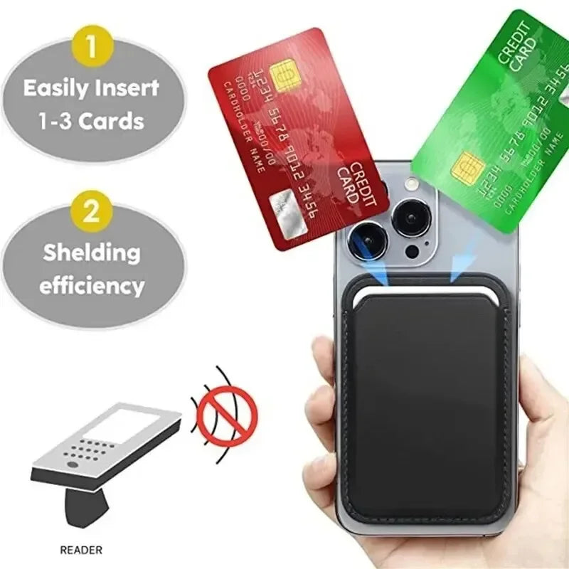 Étui porte-carte magnétique IPhone 16 15 13 14 12, pochette pour cartes, étui en cuir Magsafing avec autocollant arrière, housse de poche pour cartes