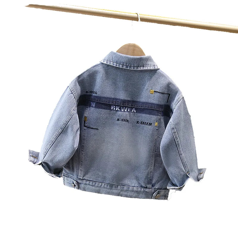 Nouvelle veste en jean décontractée pour bébé enfant avec poche, style classique, pour petit garçon. Tenues vintage avec veste en jean bleue