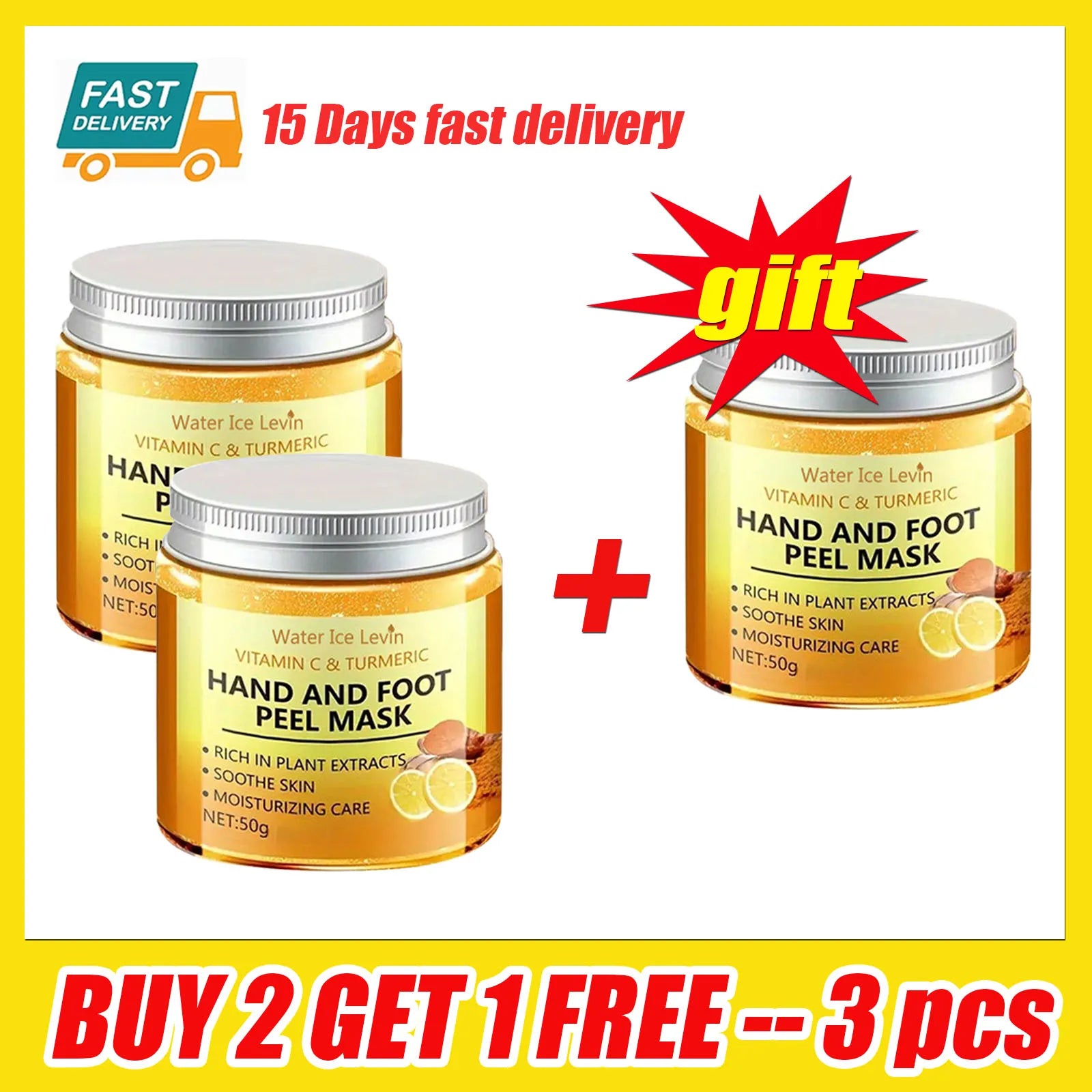 Masque pour la peau des mains et des pieds, vitamine C, curcuma, hydratant, exfoliant, cire pour les mains, crème exfoliante, soins pour la peau, 1/3/5/10 pièces
