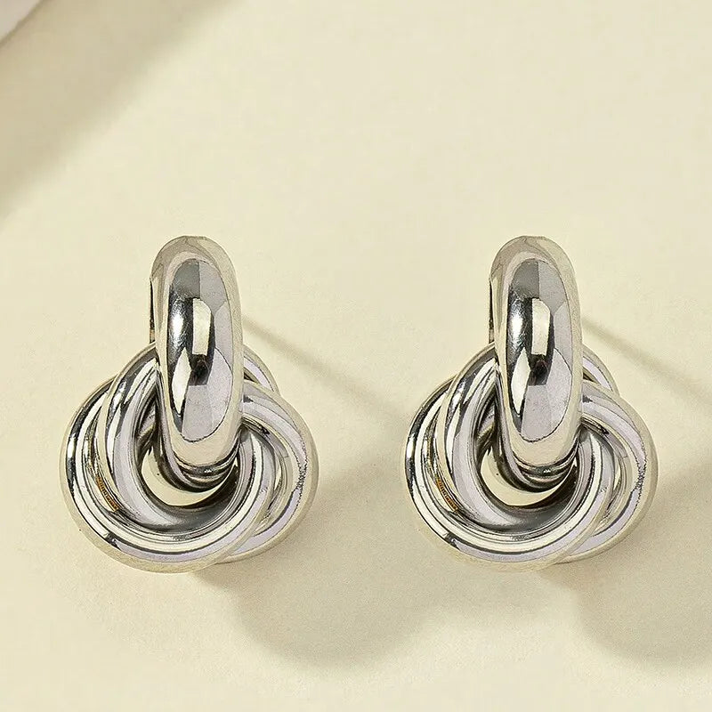 2 paires ensemble or argent couleur noeud cerceau ensemble de boucles d'oreilles pour les femmes brillant placage à la mode boucle d'oreille goujon mignon usage quotidien ensemble de bijoux