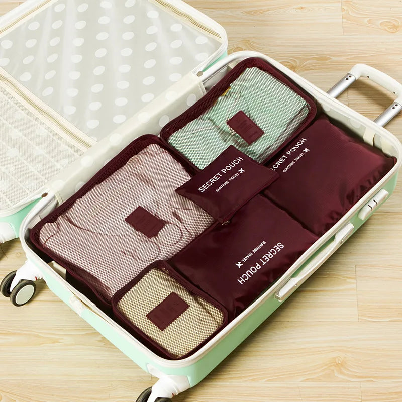6pcs Set Travel Storage Bags Suitcase Packing Set Storage Cases Portable Luggage Organizer Clothes Shoe Foldable Organizer