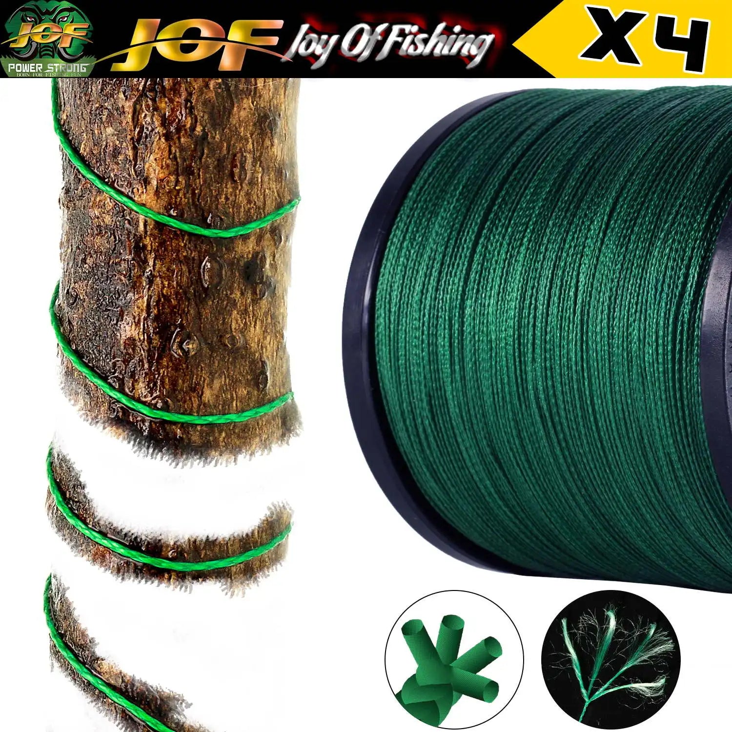 Ligne de pêche JOF 4 brins 300/100 m tressée en PE, ligne de pêche résistante multifilament durable, outil