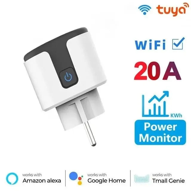 Prise intelligente TUYA WiFi ou Zigbee3.0, ue 16/20A, avec moniteur de puissance, fonction de synchronisation, commande vocale, fonctionne avec Alexa Google Home