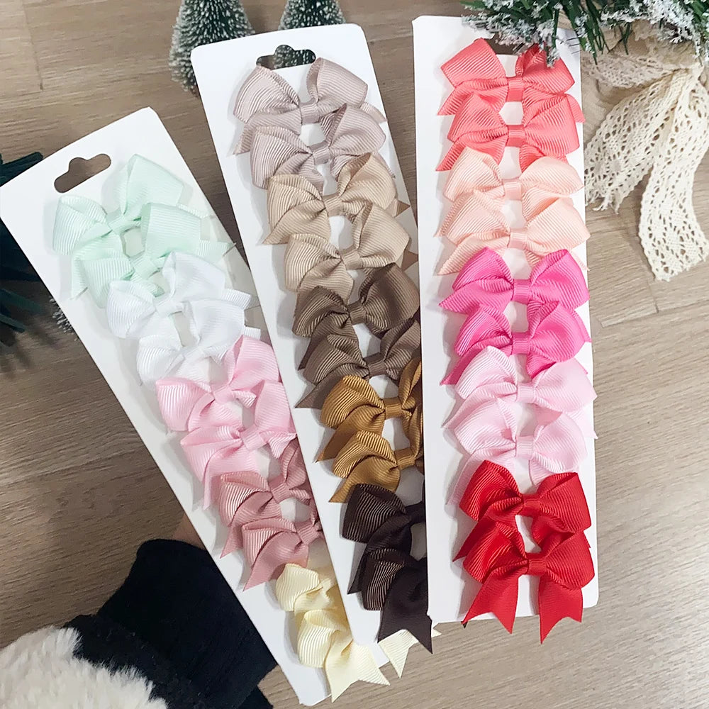 Pinces à cheveux avec nœud papillon en ruban solide, 10 pièces/ensemble, jolies Barrettes faites à la main pour bébés filles, couvre-chef, accessoires pour enfants