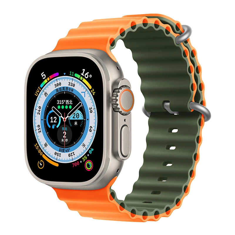 Bracelet océan en Silicone pour bracelets de montre Apple 45mm 46mm 40mm Ultra 2 49mm 44mm 41mm 38-42mm bracelet de sport série 10 9 8 7 6 5 4 SE