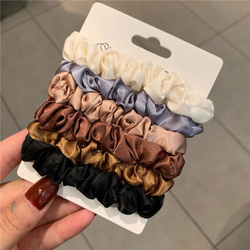Chouchous élégants pour femmes, 6/18 pièces, Simulation minimaliste, attaches en soie, couleur unie, boucle élastique, queue de cheval, accessoires pour cheveux