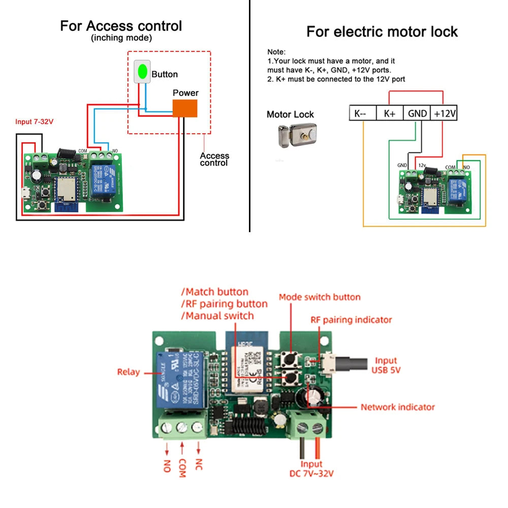 Contrôleur intelligent Zigbee unidirectionnel, interrupteur à distance, module relais pour garage avec disjoncteur intelligent RF433 et minuterie Alexa