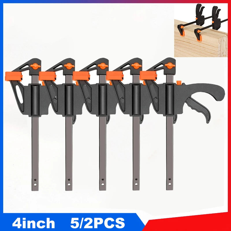 5/2pcs Woodworking Work Bar Clamp - 4 Inch Hard Quick Ratchet Release Clip, Special Hand Tool for Carpentry