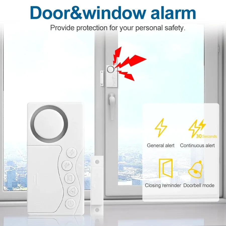 Alarme de porte et de fenêtre sans fil, système antivol de 108db, pour maison intelligente, rappel d'ouverture du réfrigérateur, sonnette de porte, capteur magnétique