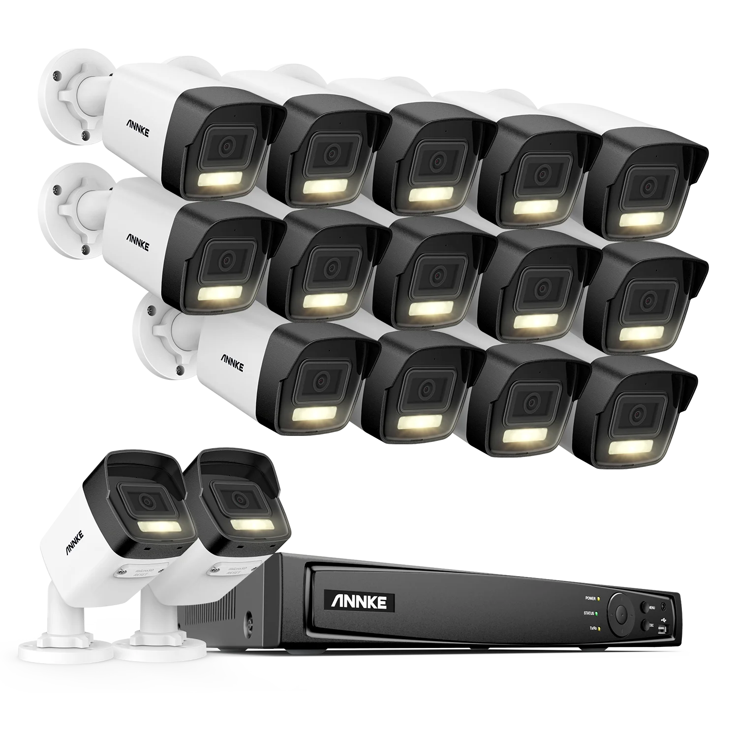 Système de caméras Annke H.265+ 3K Smart Dual Light PoE avec objectif 2,8 mm, détection de personnes et de véhicules, protection de sécurité IP67 et vidéosurveillance