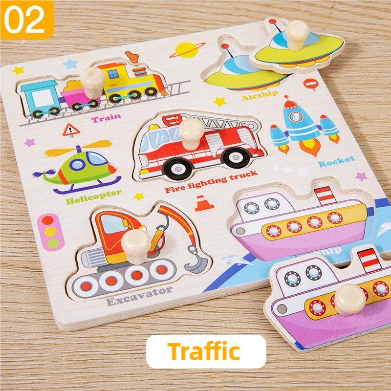 Puzzles en bois Montessori pour enfants, jeu de puzzle manuel, jeu de poissons pour développer la cognition et l'éveil des parents et des enfants