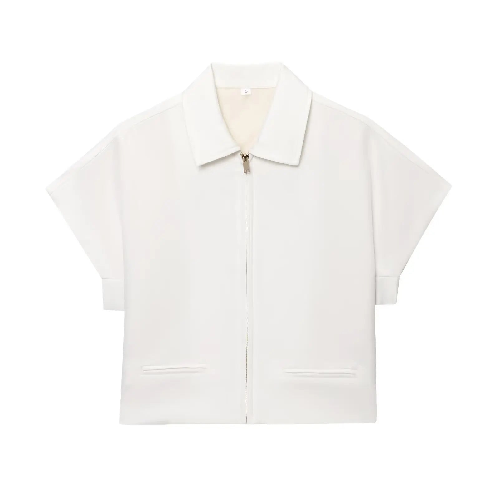 TFMLN – ensemble deux pièces pour femmes, mode, Slim, revers, fermeture éclair, manches courtes, manteau, haut, jambes larges, pantalon, loisirs, noir, été, 2025