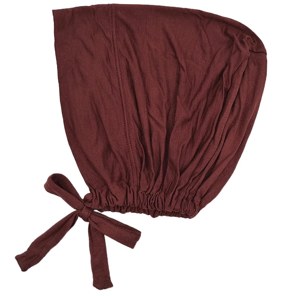 Turban musulman Modal, chapeau intérieur Hijab, sous-écharpe islamique, Bonnet indien, couvre-chef féminin, Turban Mujer Hijab avec corde
