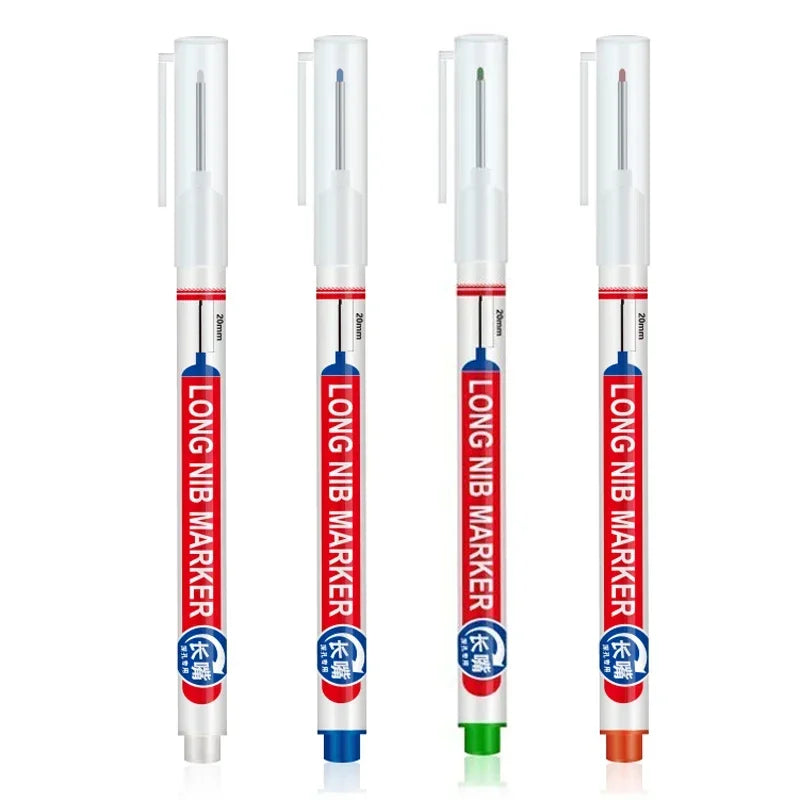 Marqueurs à tête de pointe longue pour stylo perforateur en métal, étanche, salle de bains, décoration du bois, multi-usages, 4 pièces/ensemble 20mm