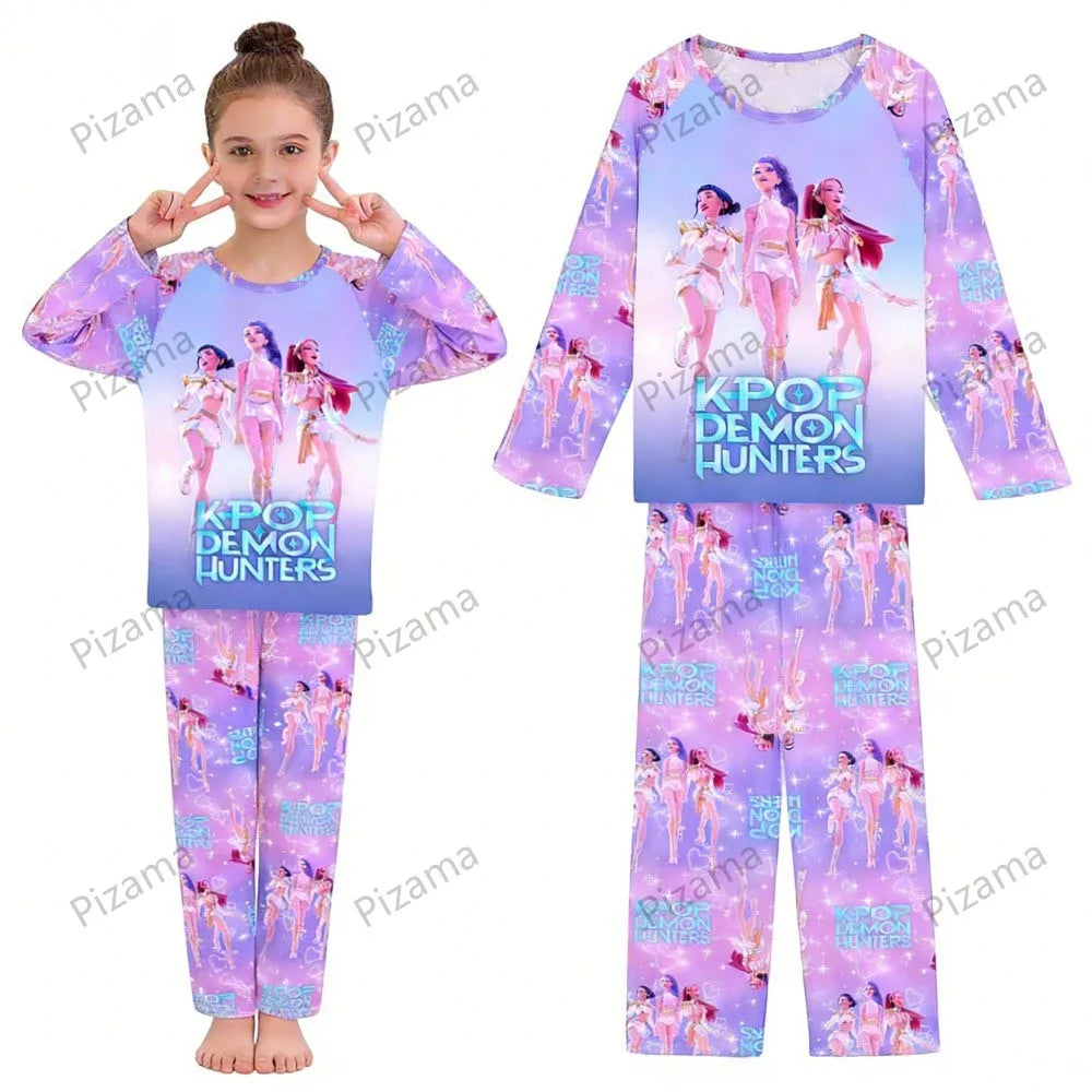 Pyjama K-Pop Chasseurs de Démons, ensemble 2 pièces pour enfants, manches longues et pantalon, collection automne. Convient aux garçons, filles, bébés et adolescents