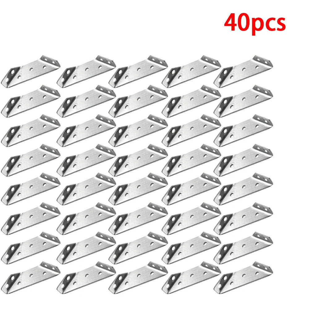 10/20/40/50pcs Code d'angle en acier inoxydable épaissi 90 degrés connecteurs de meubles à support fixe à Angle droit