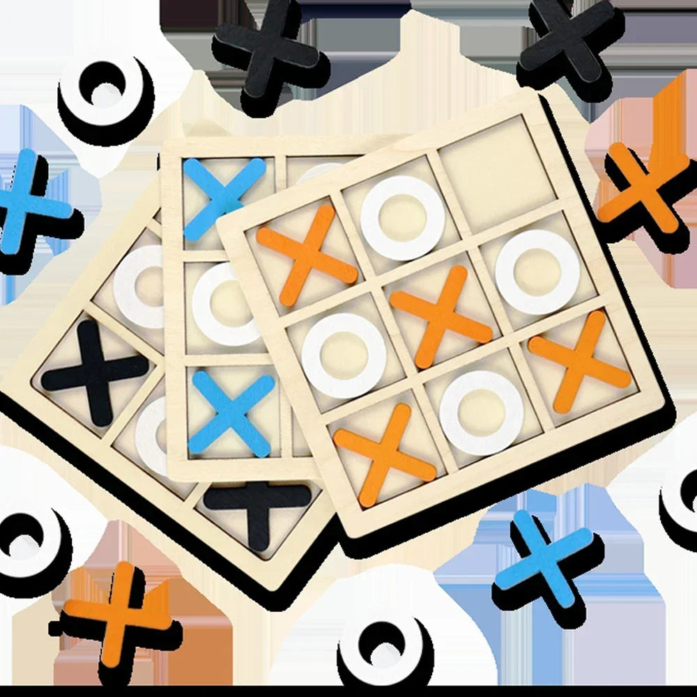 Jeu de morpion en bois XO, mini-échiquier interactif, puzzle d'entraînement, jouet éducatif Montessori, cadeau pour enfants (garçons et filles)