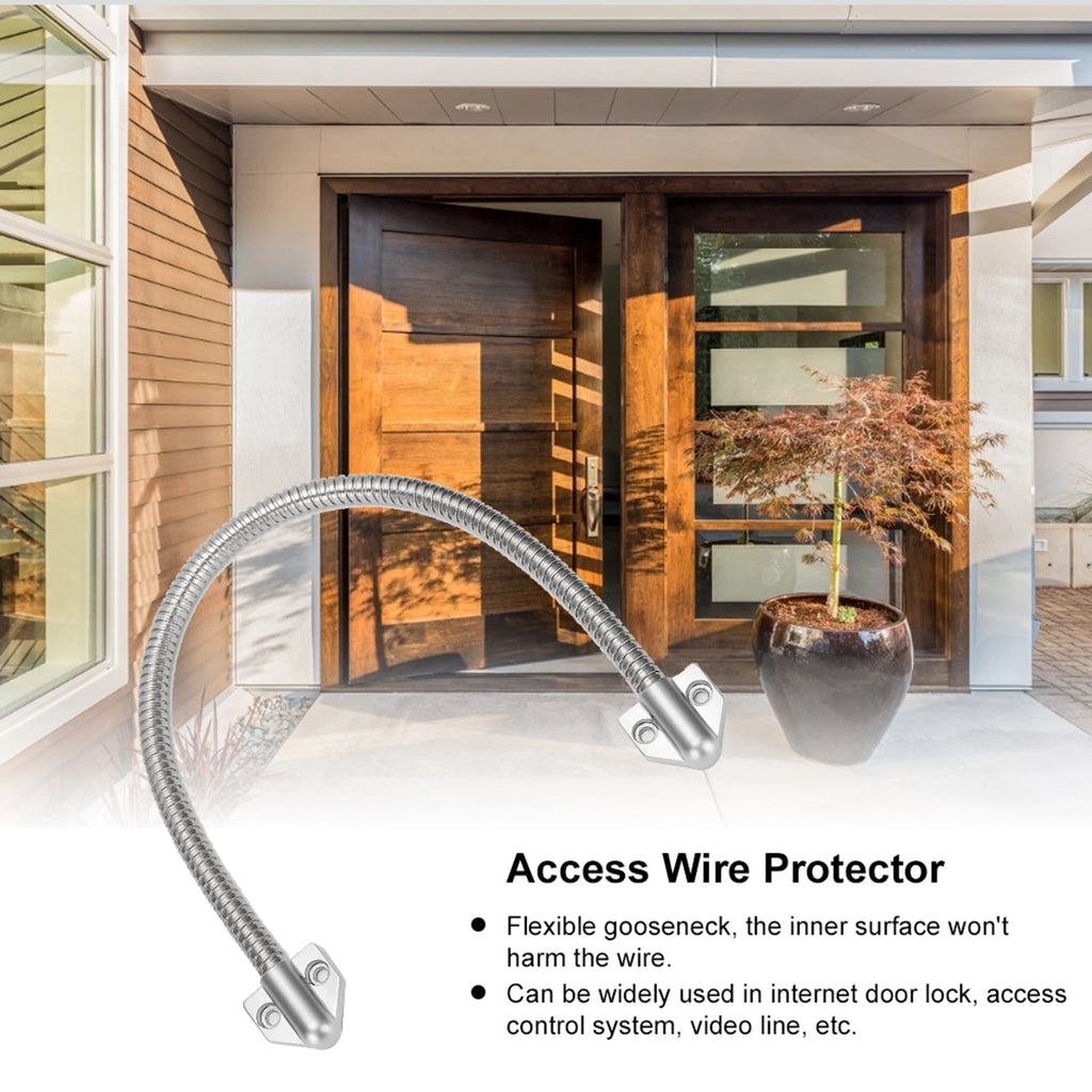 Protection de câble de contrôle d'accès Defender en acier inoxydable avec boucle de porte apparente et gaine pour une installation sécurisée