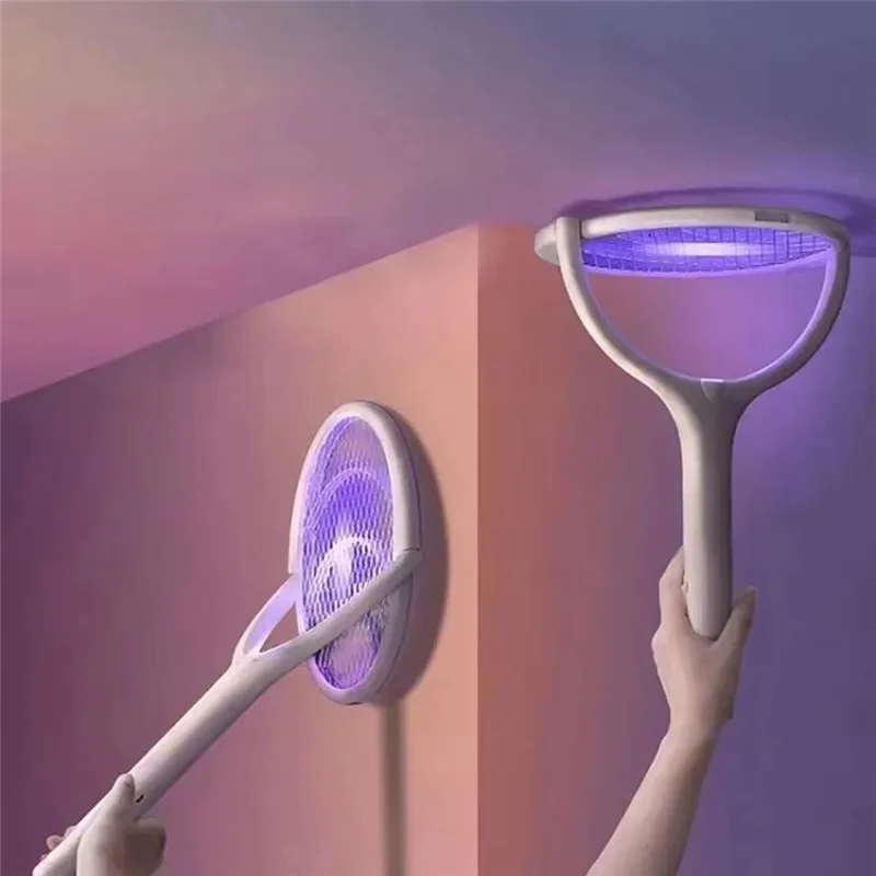 Raquette de charge rapide 5 en 1, tue les insectes volants, lampe isolée de sécurité, alimentée par batterie, tapette électrique anti-moustiques réglable en ABS