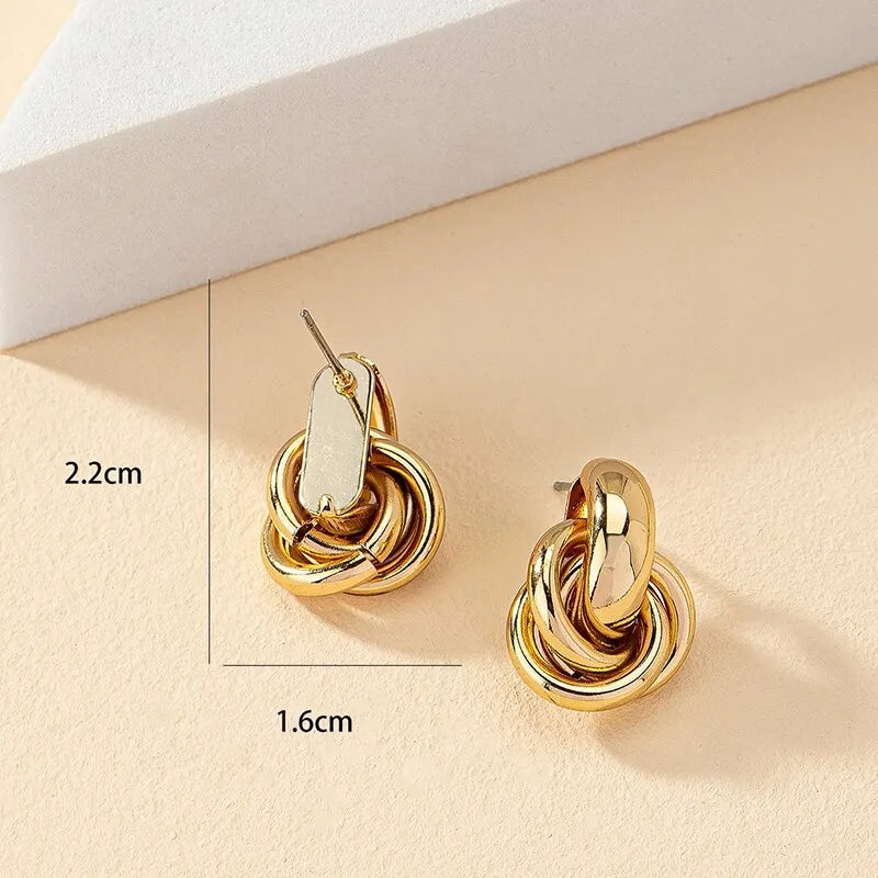 2 paires ensemble or argent couleur noeud cerceau ensemble de boucles d'oreilles pour les femmes brillant placage à la mode boucle d'oreille goujon mignon usage quotidien ensemble de bijoux
