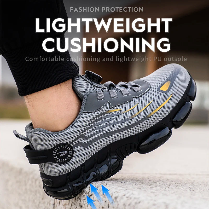 Chaussures de travail respirantes, sans lacets, à semelle souple, confortables, anti-écrasement et anti-perforation